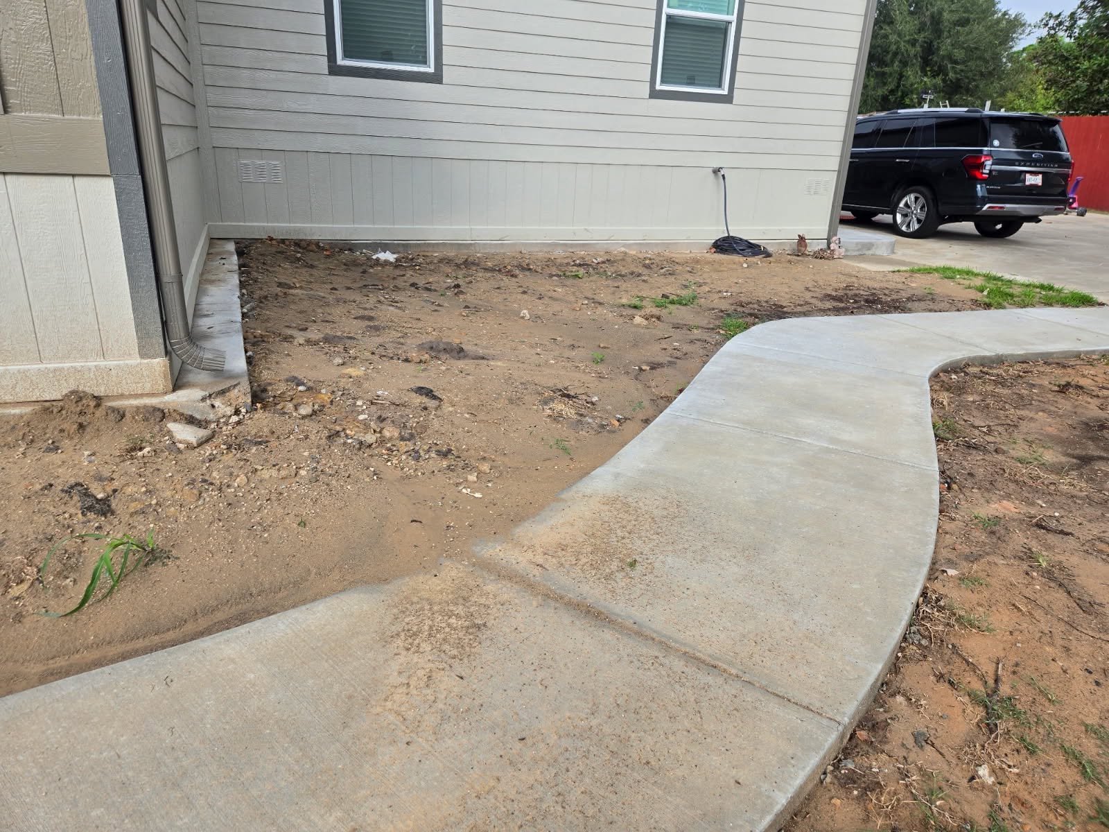 Residential property before planting and landscape restoration